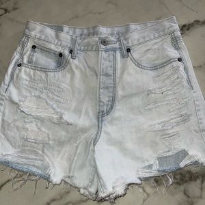 American Eagle light faded washed ripped Jean shorts S/8